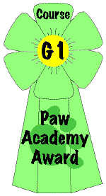 logo for bestået Pawpeds G1 kursus